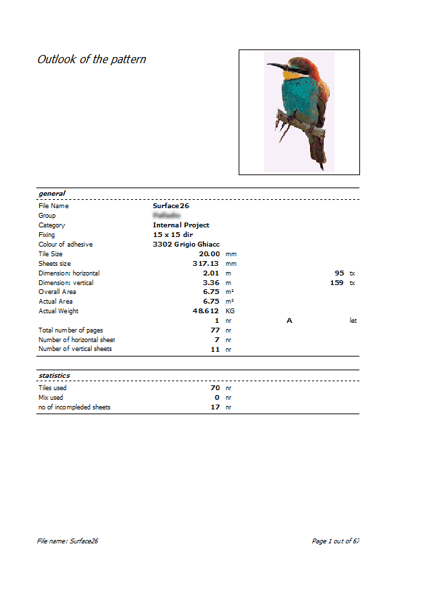 Report Bird Outlook Of The Pattern - Mosaic Surface Software